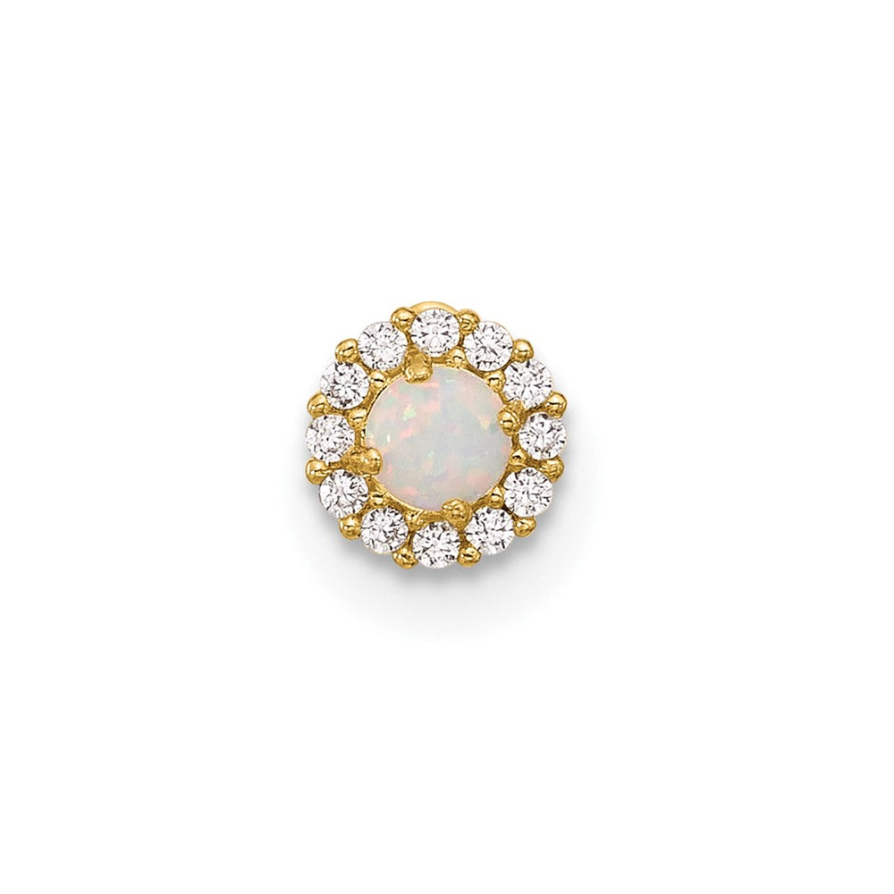 14K 18 Gauge CZ & Synthetic Opal Screw-Back Cartilage Body Jewelry