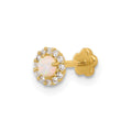 14K 18 Gauge CZ & Synthetic Opal Screw-Back Cartilage Body Jewelry