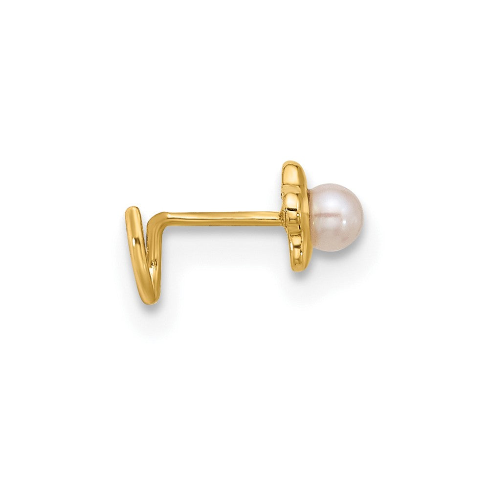 14K 22 Gauge Flower Freshwater Cultured Pearl Nose Ring Body Jewelry
