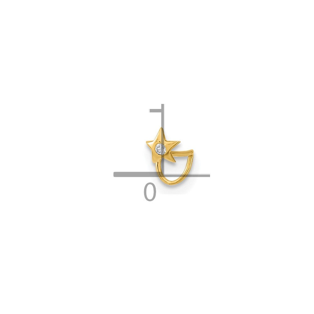 14K 22 Gauge Star with CZ Nose Ring Body Jewelry