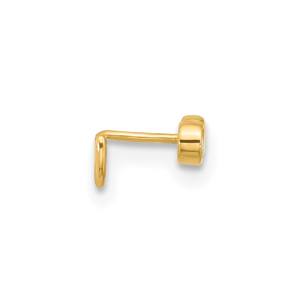 14K 22 Gauge Double Circle CZ Nose Ring Body Jewelry