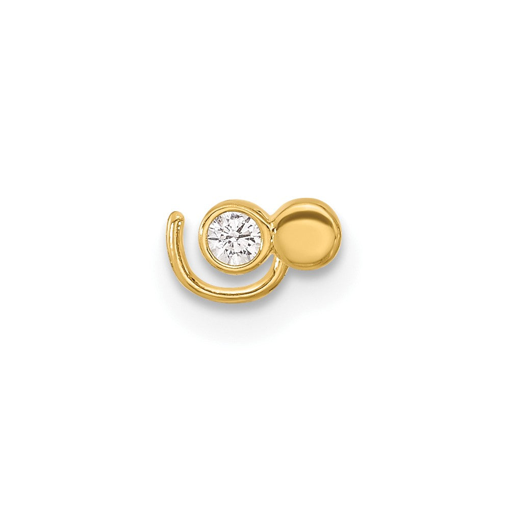 14K 22 Gauge Double Circle CZ Nose Ring Body Jewelry
