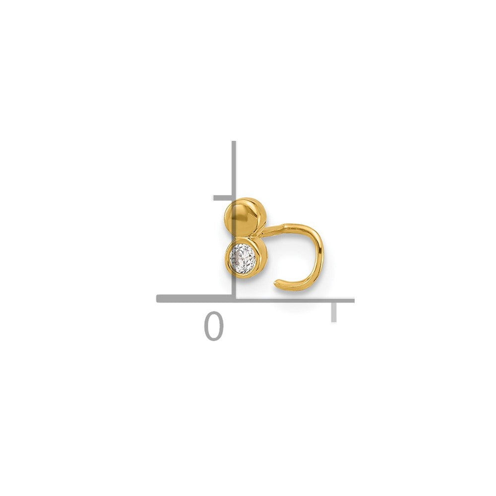 14K 22 Gauge Double Circle CZ Nose Ring Body Jewelry