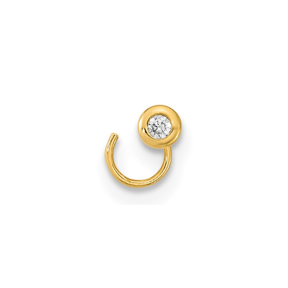 14K 22 Gauge Circle with CZ Nose Ring Body Jewelry