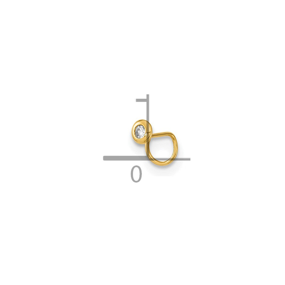 14K 22 Gauge Circle with CZ Nose Ring Body Jewelry