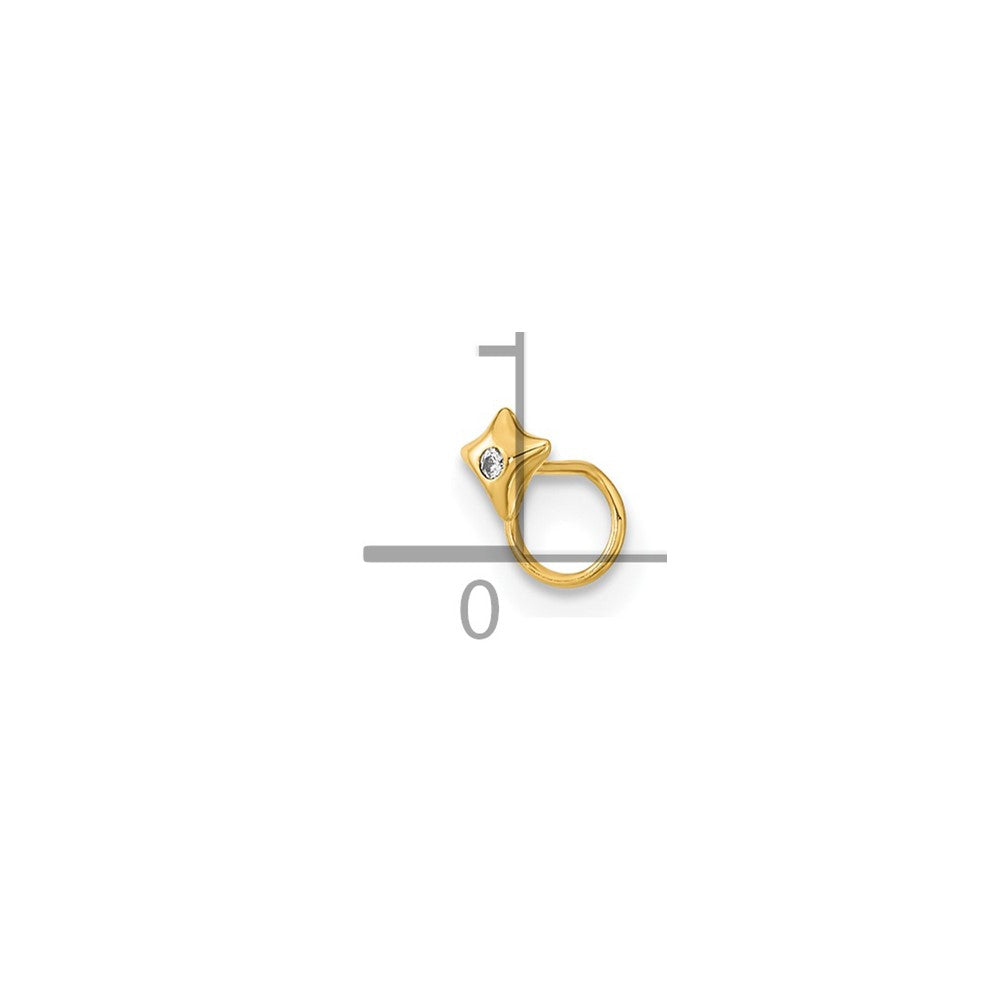 14K 22 Gauge Square with CZ Nose Ring Body Jewelry