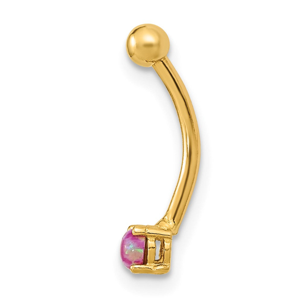 14K 16 Gauge with Pink CZ Eyebrow Ring Body Jewelry