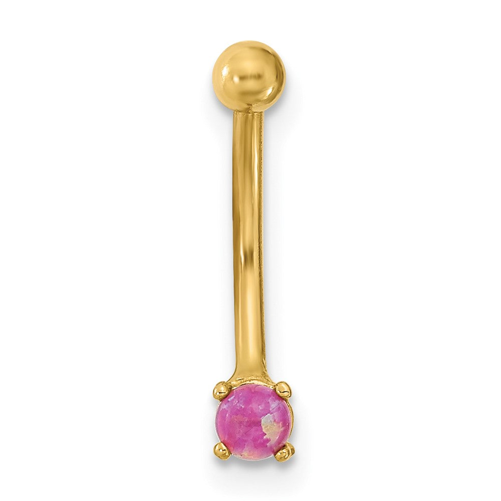 14K 16 Gauge with Pink CZ Eyebrow Ring Body Jewelry