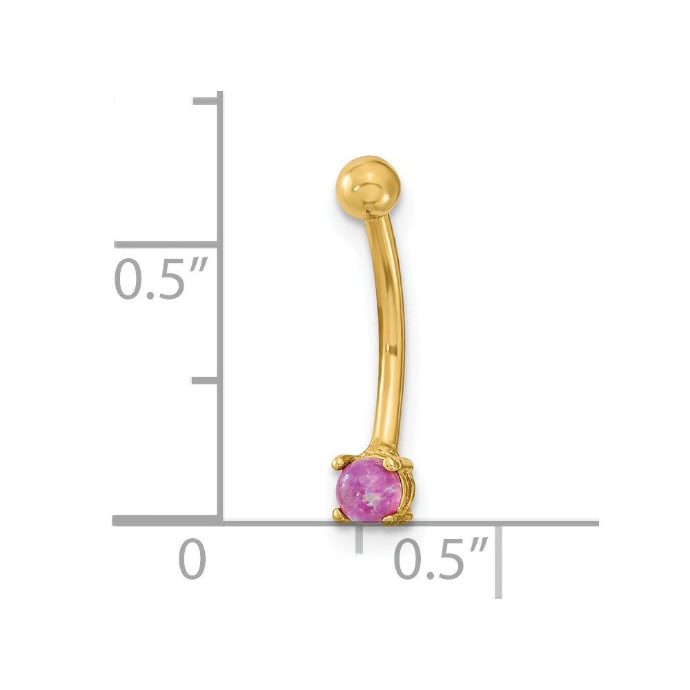 14K 16 Gauge with Pink CZ Eyebrow Ring Body Jewelry