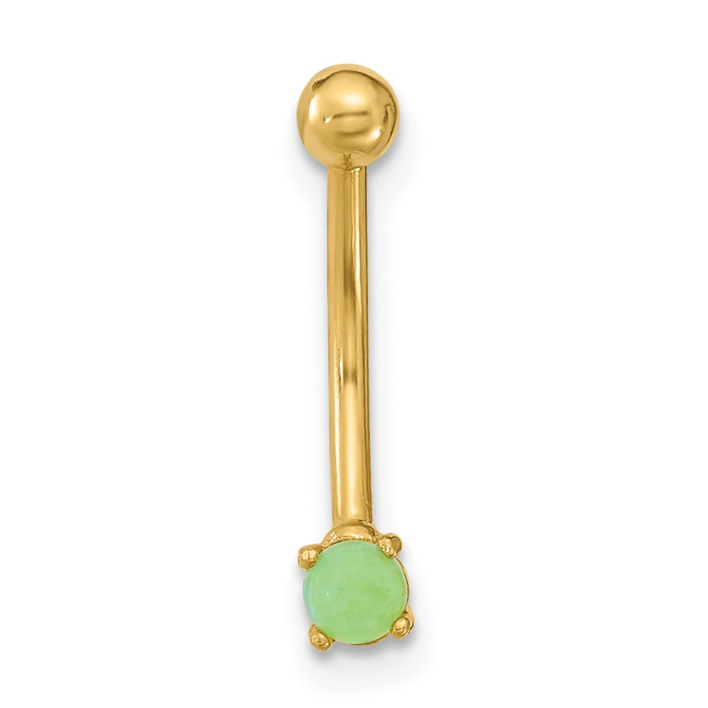 14K 16 Gauge with Green CZ Eyebrow Ring Body Jewelry