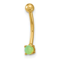 14K 16 Gauge with Green CZ Eyebrow Ring Body Jewelry