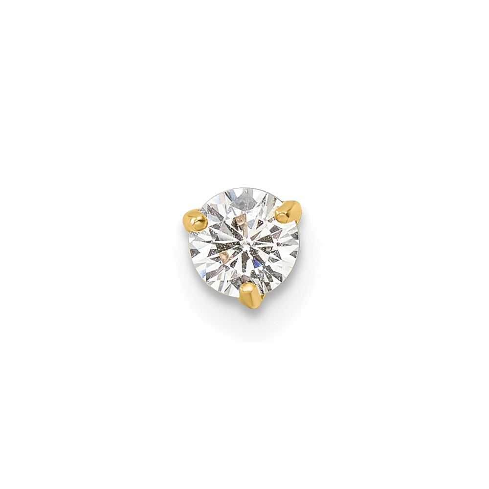 14k 16 Gauge Round CZ Labret Stud