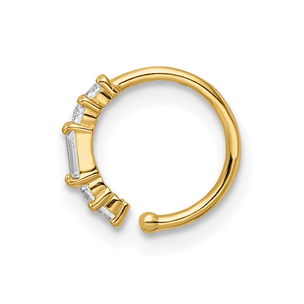 14k 20 Gauge CZ Nose Ring / Ear Cuff