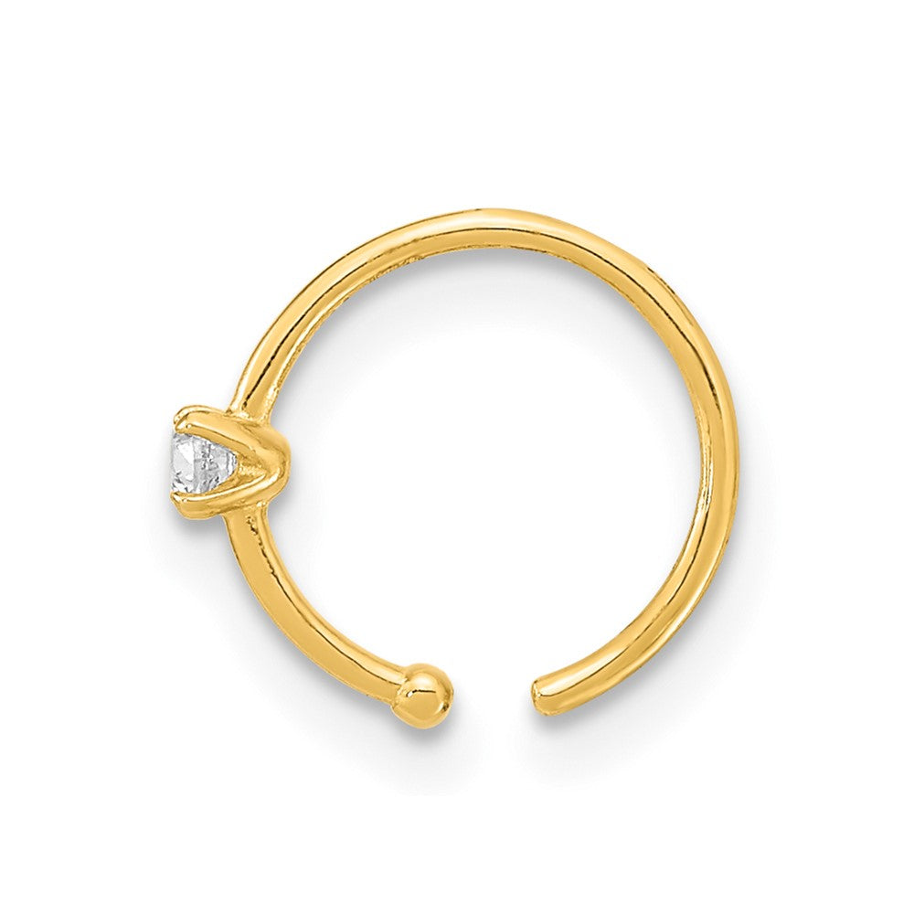 14K 20 Gauge CZ Hoop Nose Ring Body Jewelry