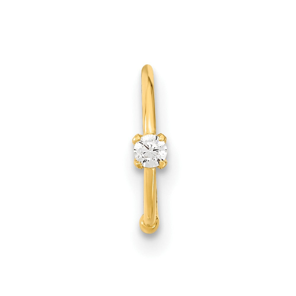 14K 20 Gauge CZ Hoop Nose Ring Body Jewelry