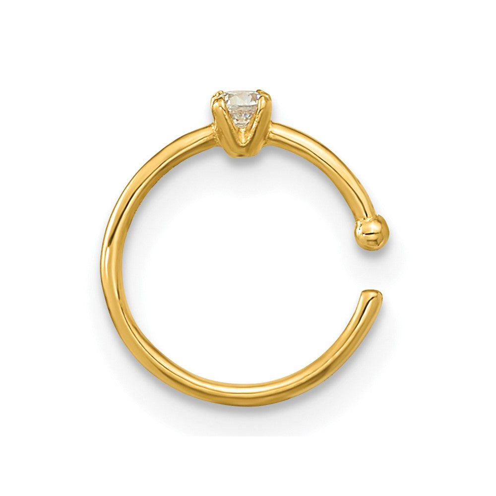 14K 20 Gauge CZ Hoop Nose Ring Body Jewelry