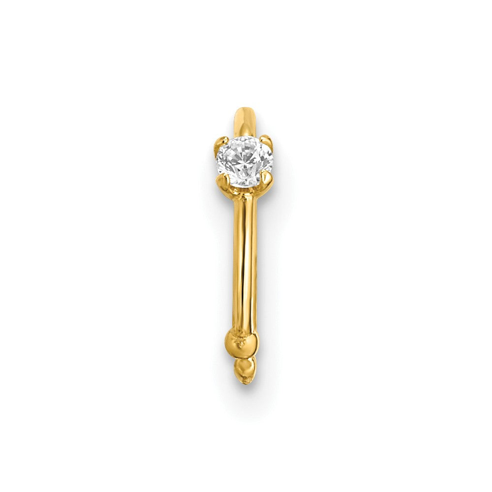 14K 20 Gauge CZ Hoop Nose Ring Body Jewelry