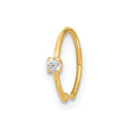 14K 20 Gauge CZ Hoop Nose Ring Body Jewelry