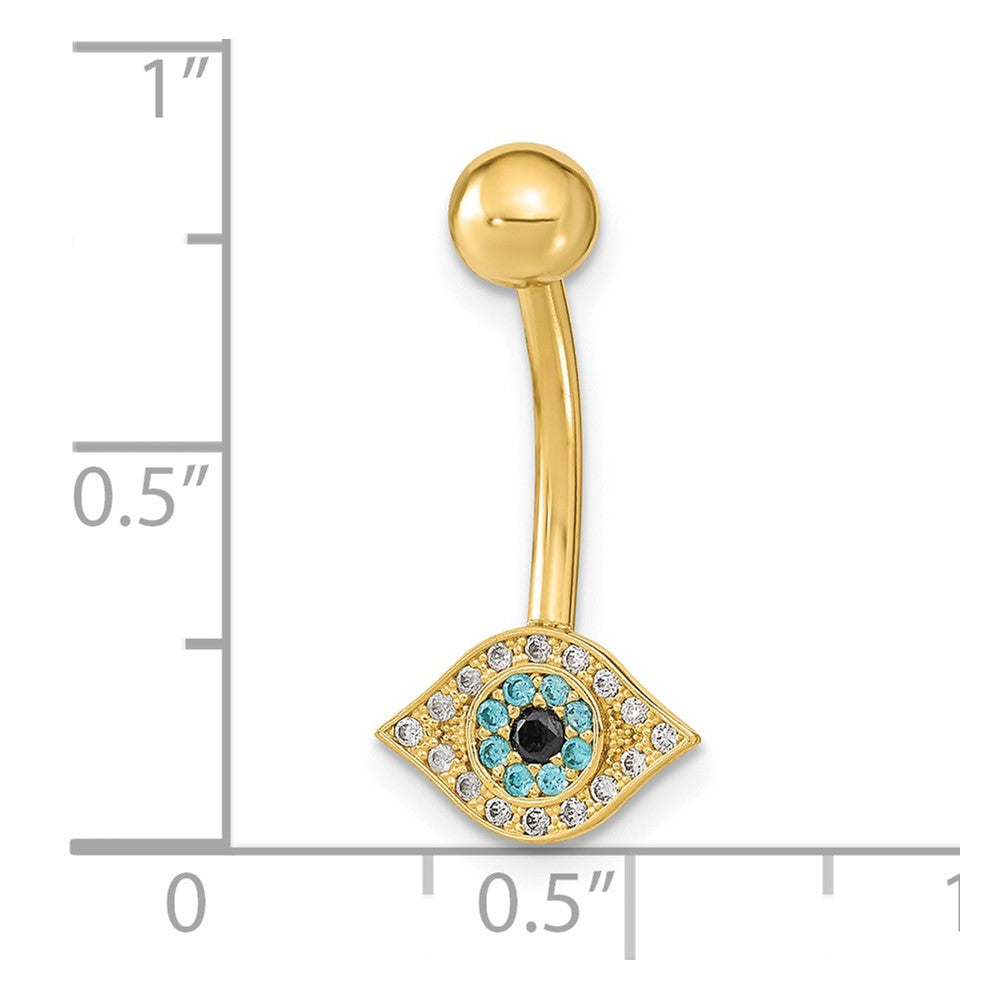 14K 14 Gauge Eye CZ Belly/Navel Ring Body Jewelry