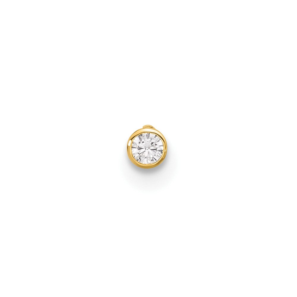 14k 21 Gauge Polished CZ Bezel Nose Stud