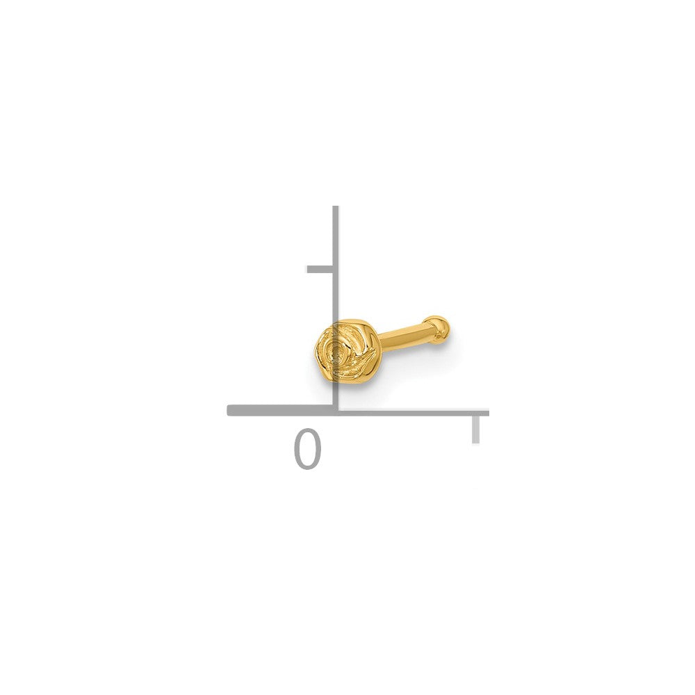 14k 20 Gauge Polished Rose Nose Stud