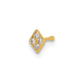 14k 22 Gauge Polished CZ Diamond Shaped Nose Stud