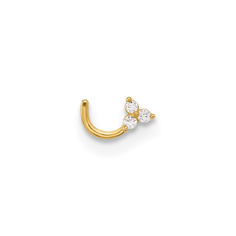 14k 23 Gauge Polished CZ Triangle Nose Stud