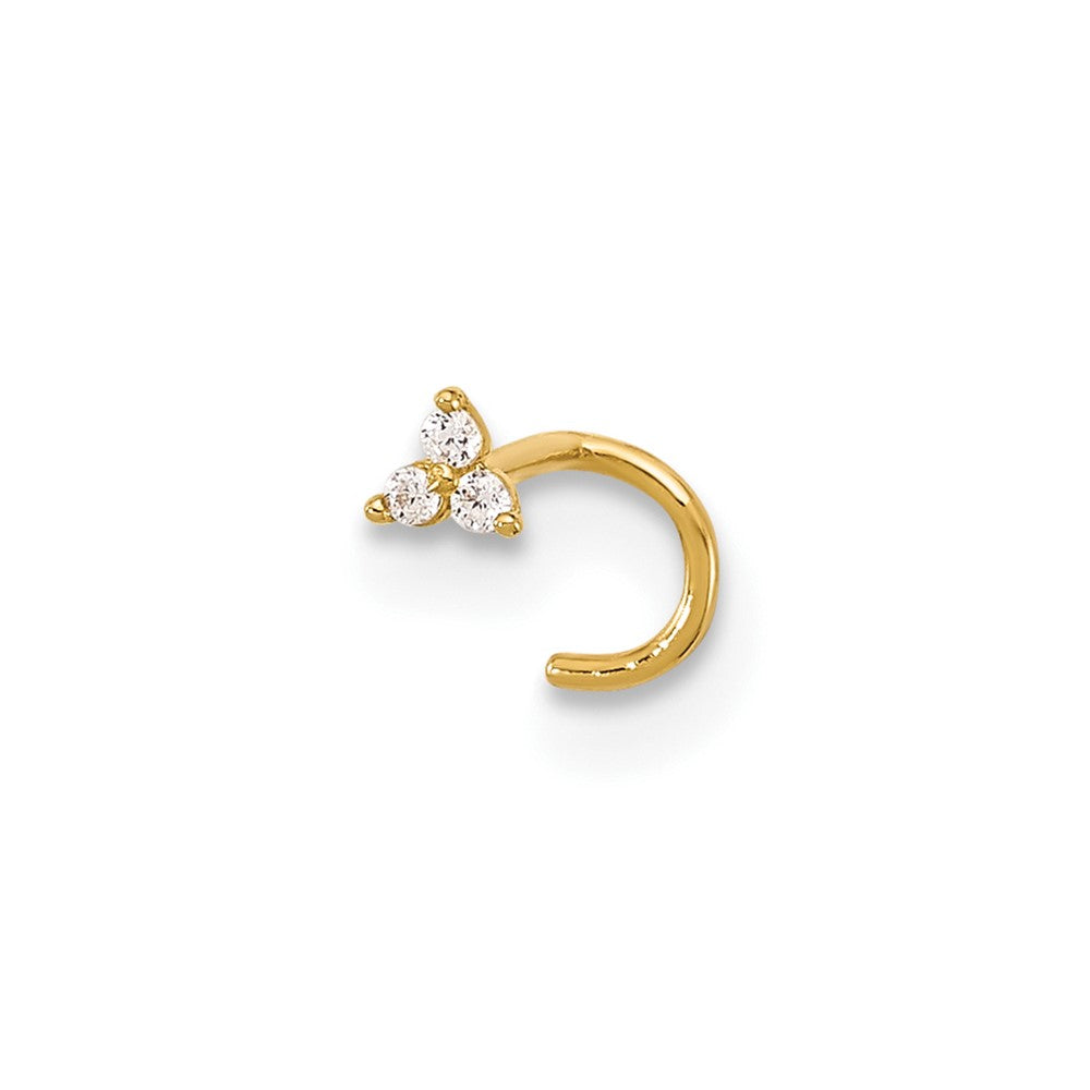 14k 23 Gauge Polished CZ Triangle Nose Stud