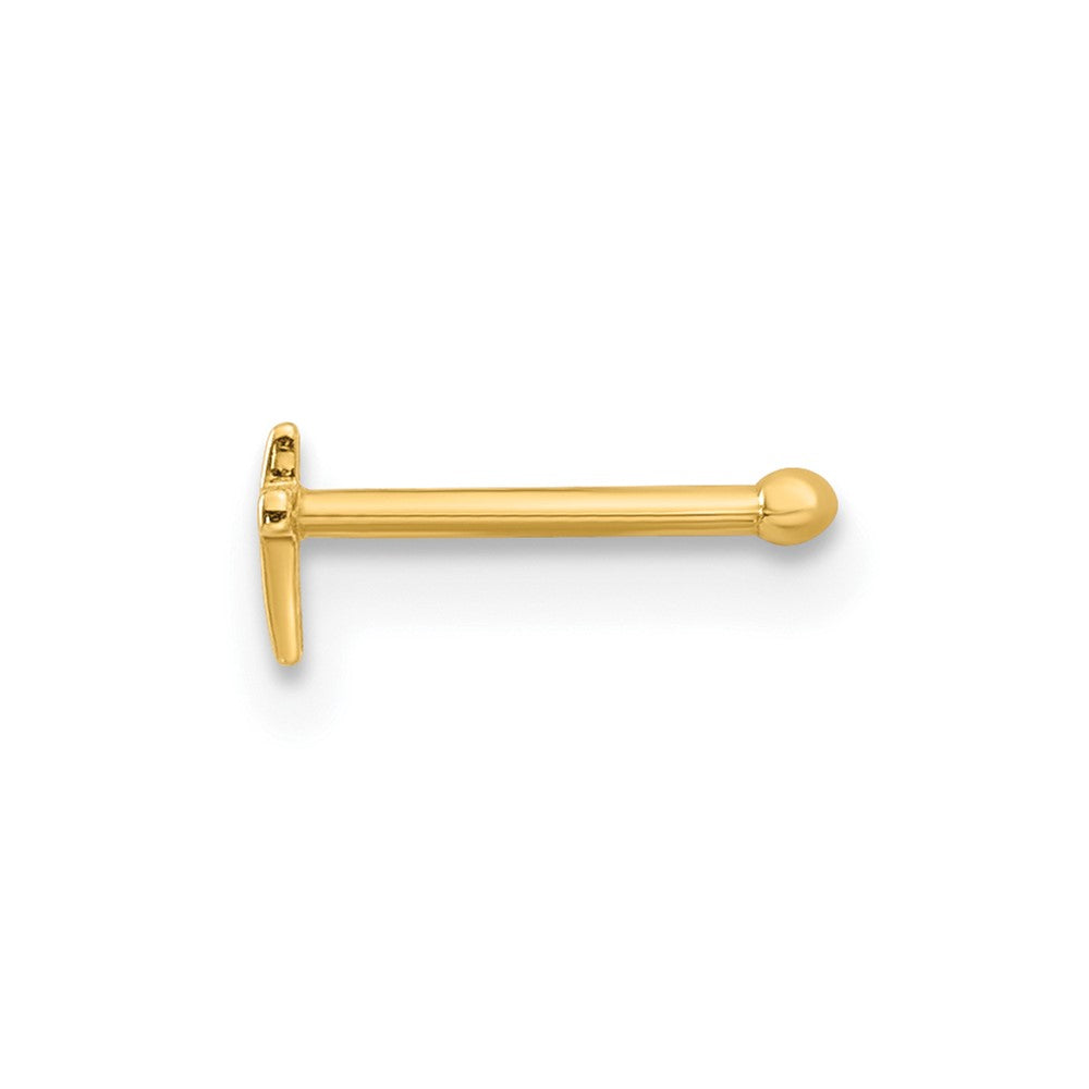 14K 20 Gauge Polished Cross Nose Stud
