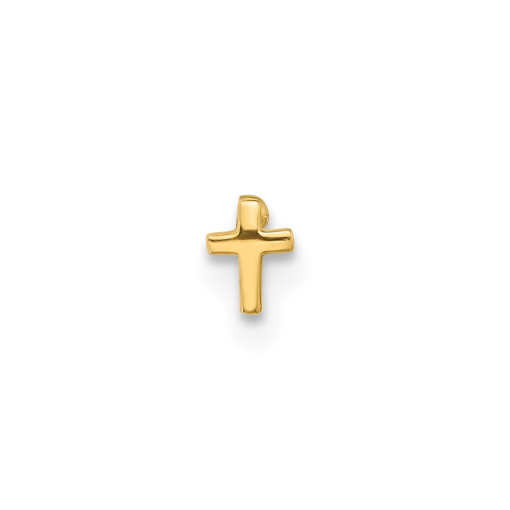 14K 20 Gauge Polished Cross Nose Stud