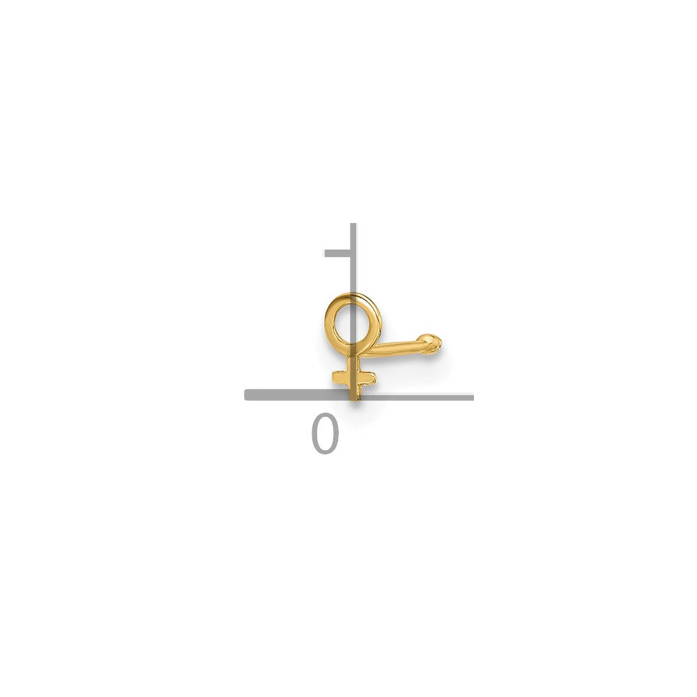 14K 20 Gauge Polished Female Symbol Nose Stud