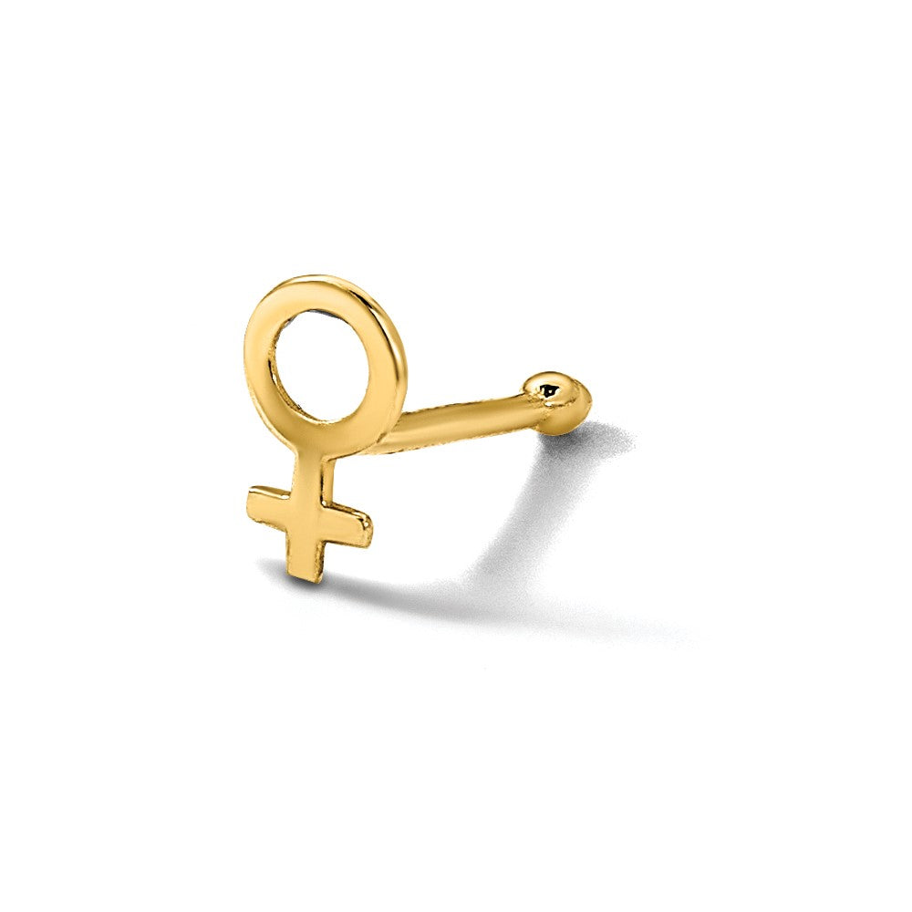 14K 20 Gauge Polished Female Symbol Nose Stud