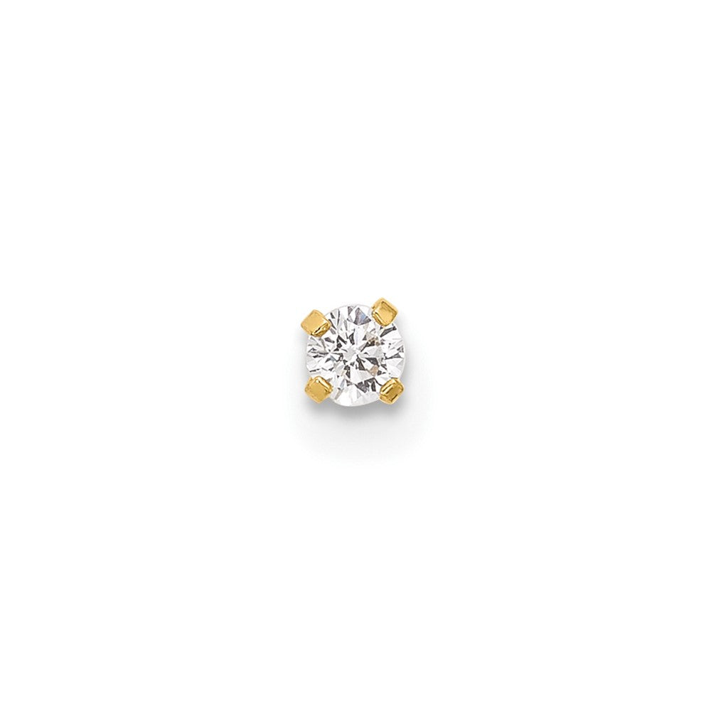 14k 22 Gauge Polished 2.5mm CZ Nose Stud