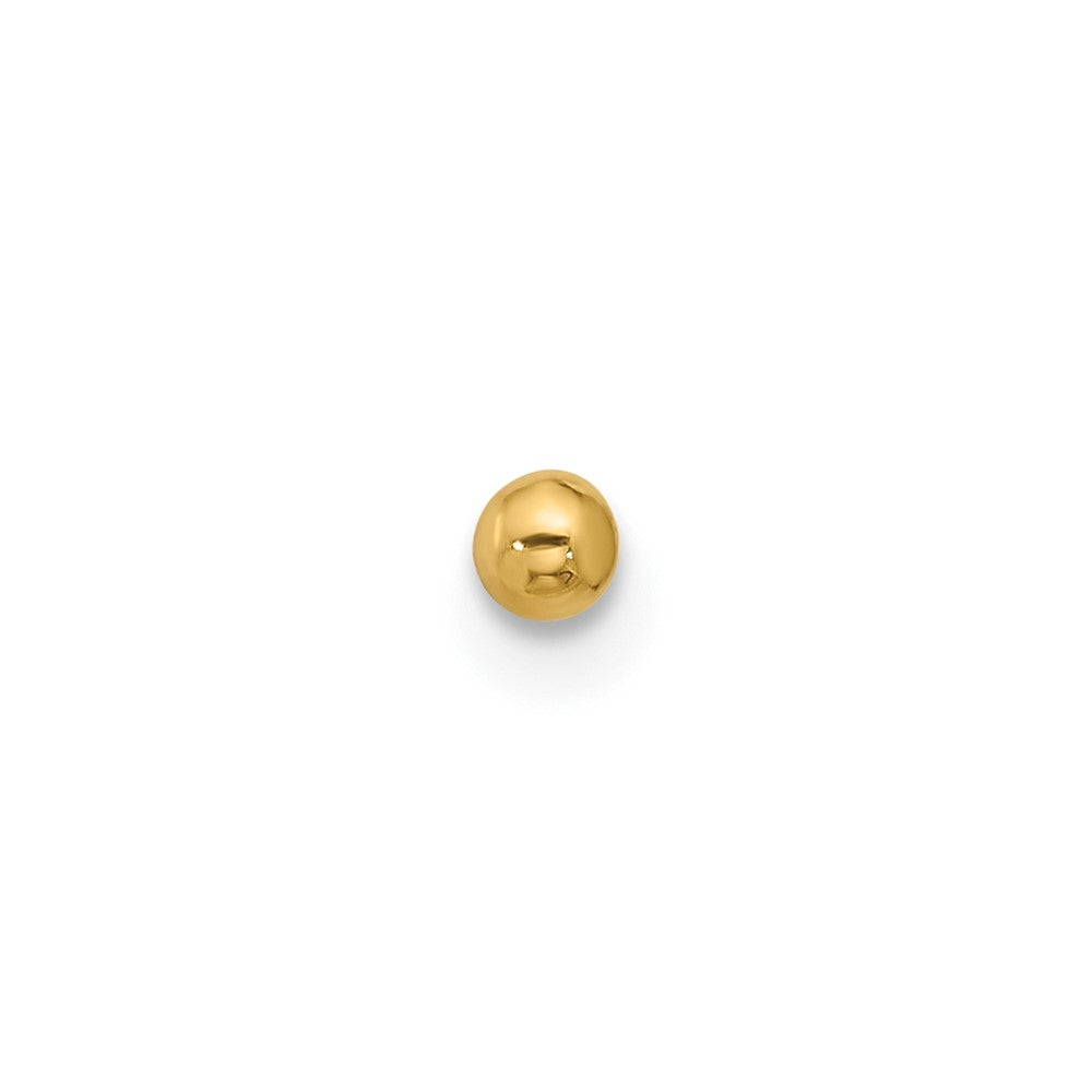 14k 22 Gauge Polished 2.5mm Ball Nose Stud