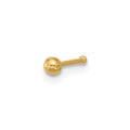 14k 22 Gauge Polished 2.5mm Ball Nose Stud