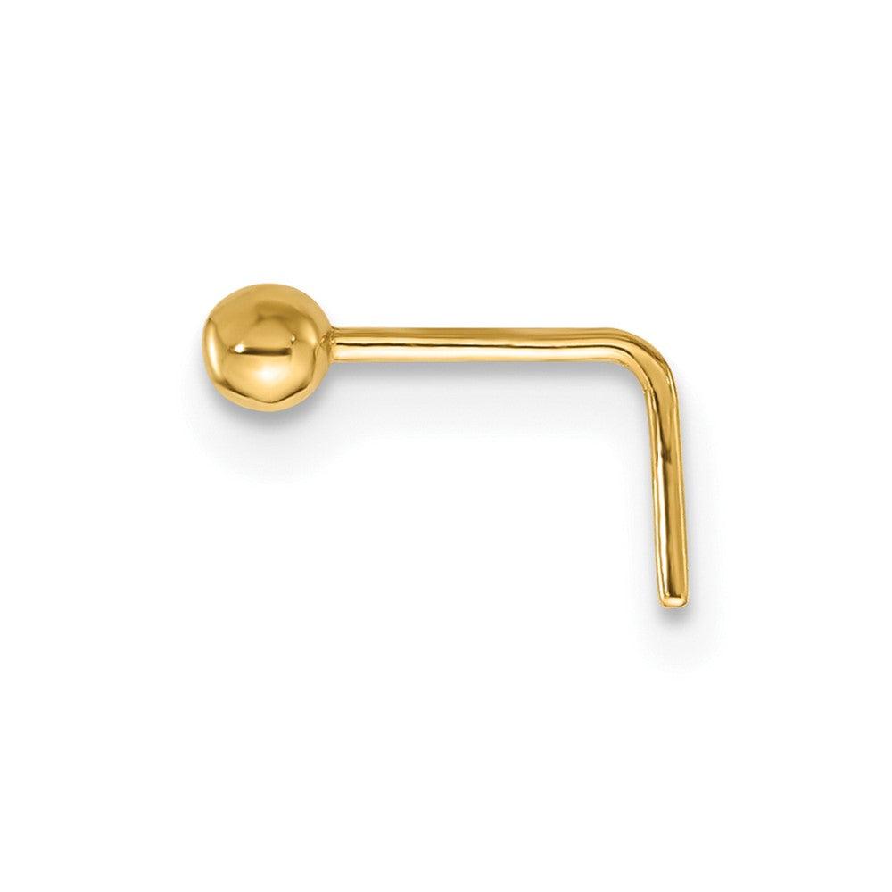 14k 22 Gauge Polished 2.5mm Ball Nose Stud