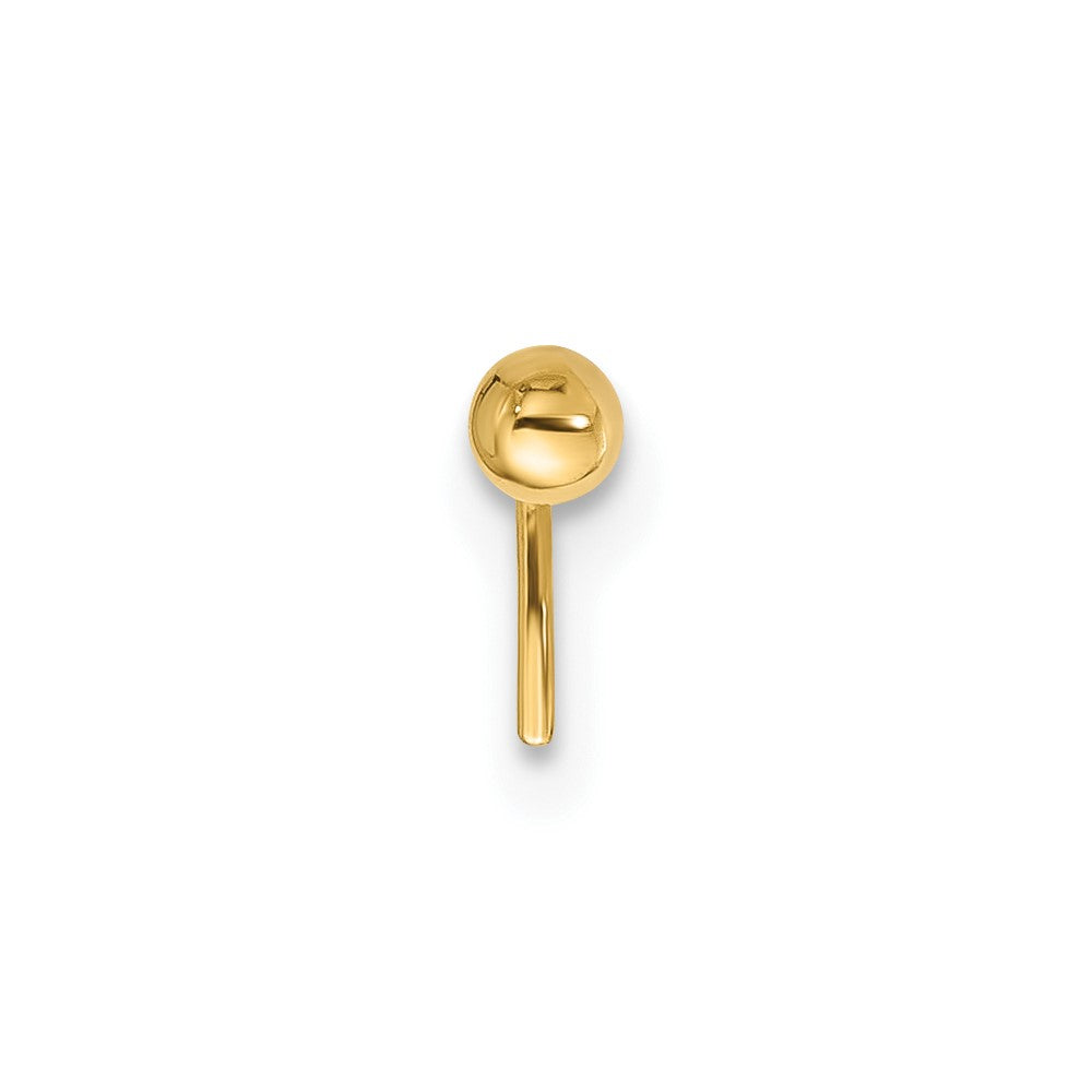 14k 22 Gauge Polished 2.5mm Ball Nose Stud