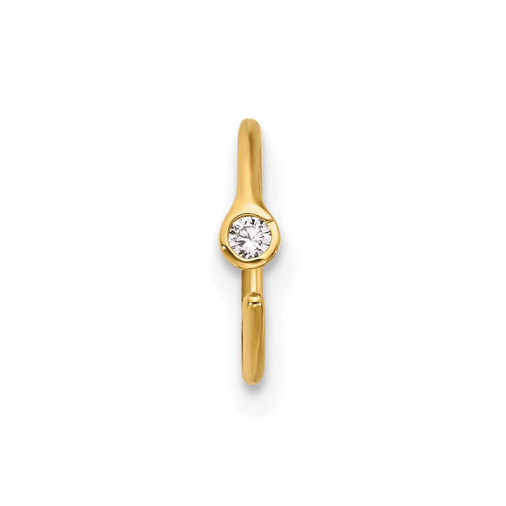 14K 20 Gauge Polished CZ Nose Ring