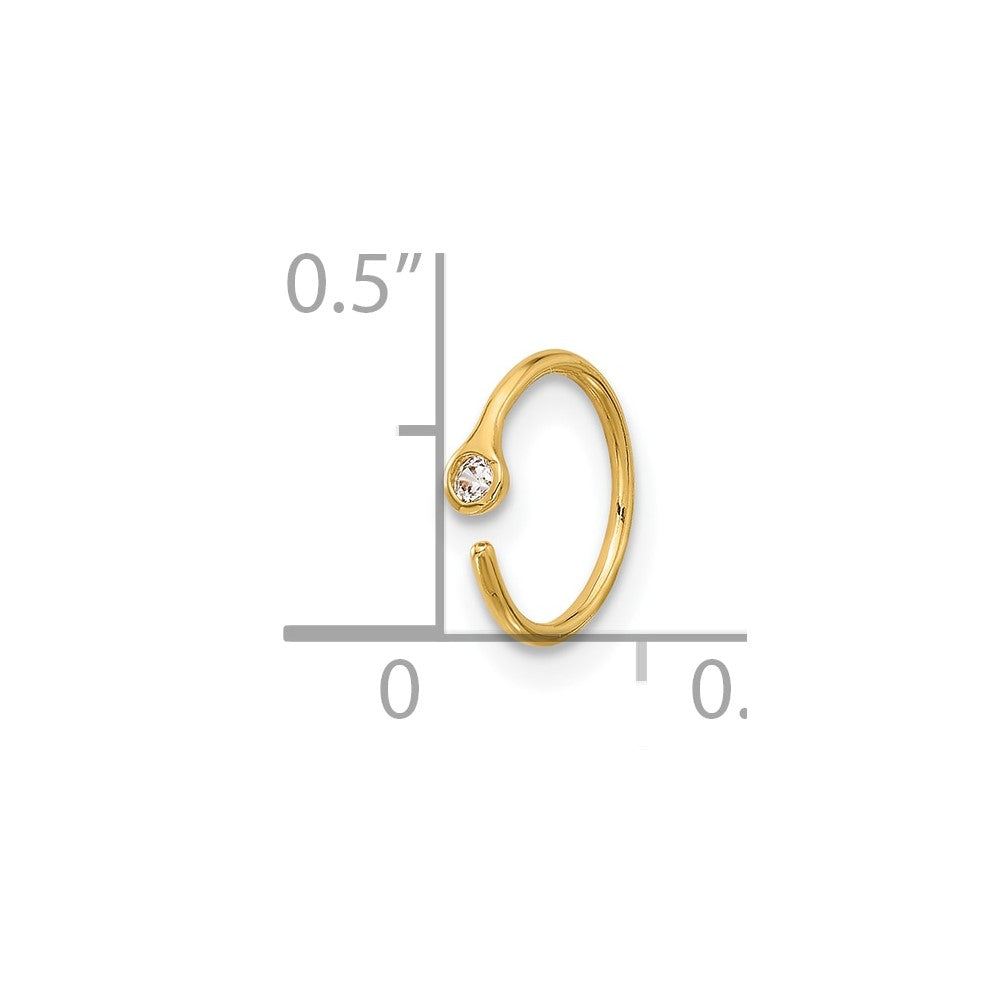 14K 20 Gauge Polished CZ Nose Ring