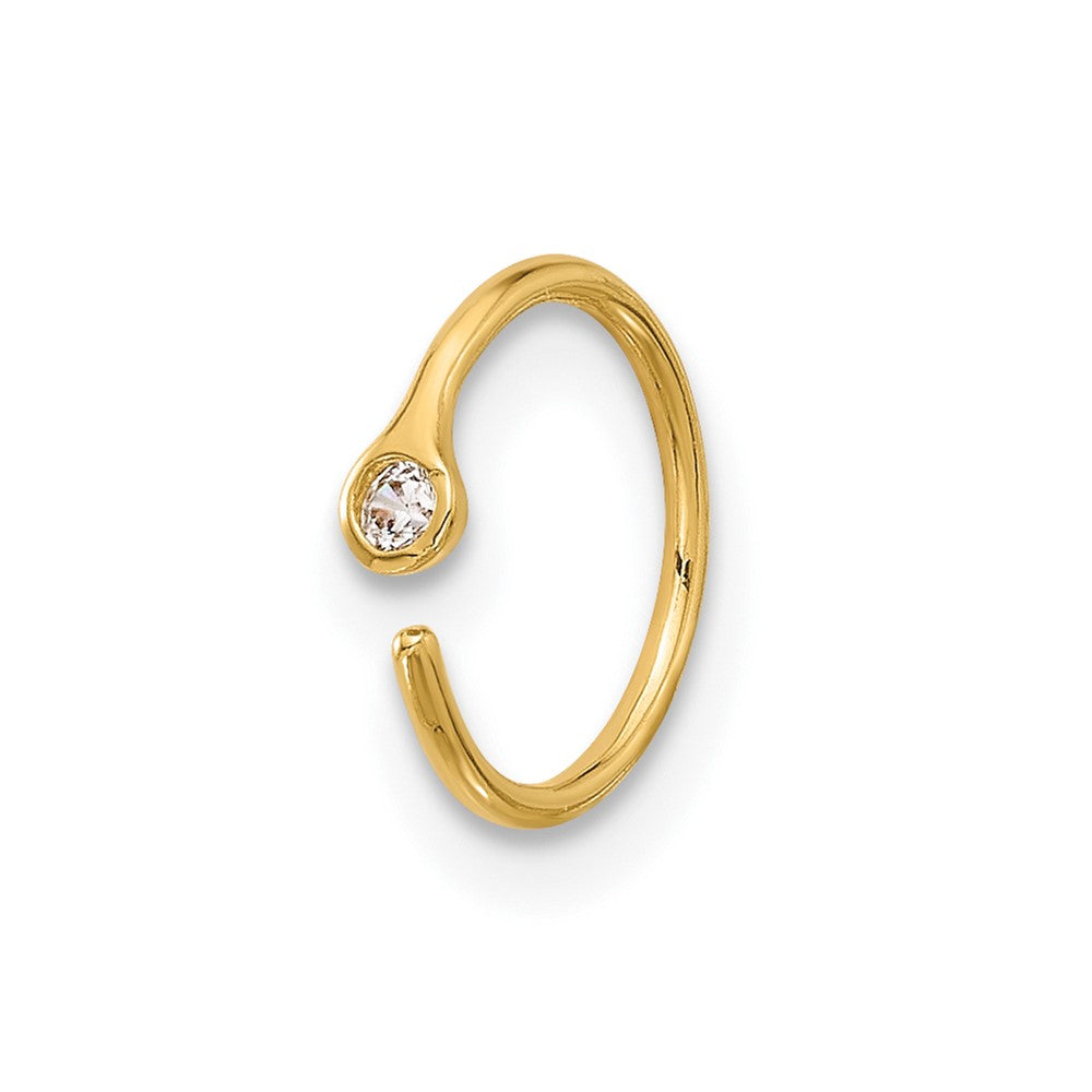 14K 20 Gauge Polished CZ Nose Ring