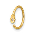 14K 20 Gauge Polished CZ Hamsa Nose Ring