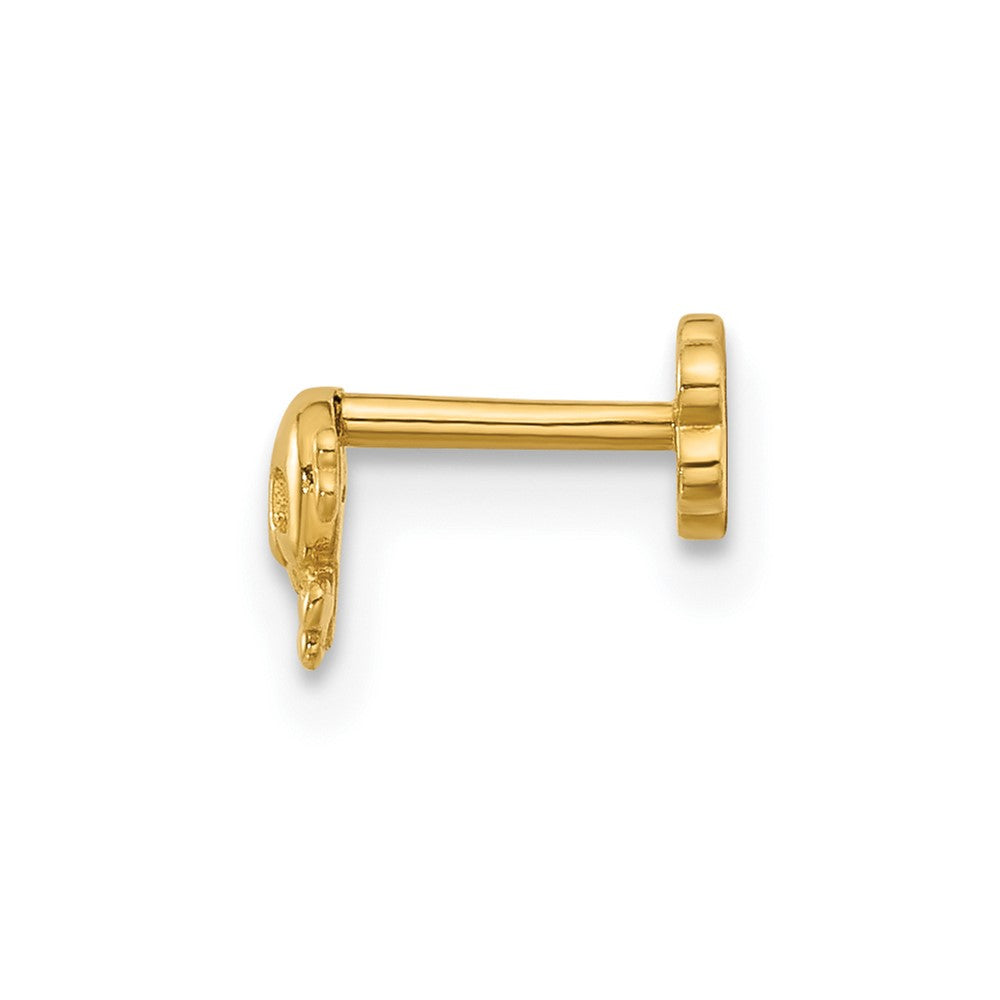 14K 18 Gauge Skull and Crossbones Screwback Cartilage Body Jewelry