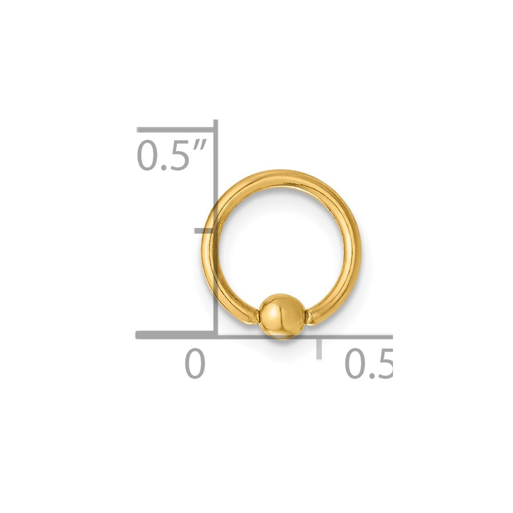 14K 16 Gauge Polished Septum Cartilage Ring