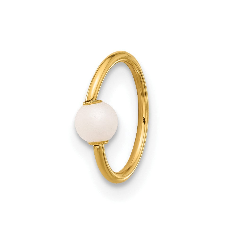 14K 18 Gauge Polished Imitation Pearl Cartilage Ring