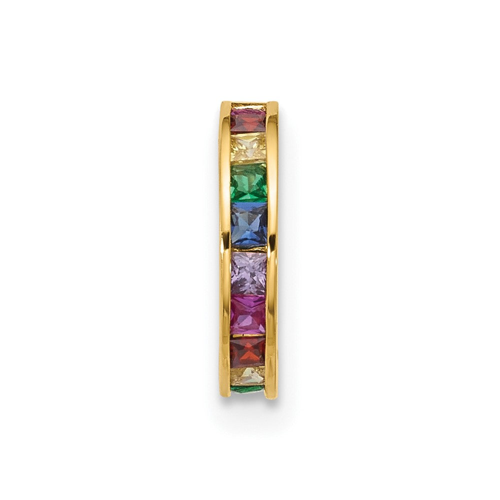 14k 16 Gauge Polished Rainbow CZ Hinged Cartilage Ring