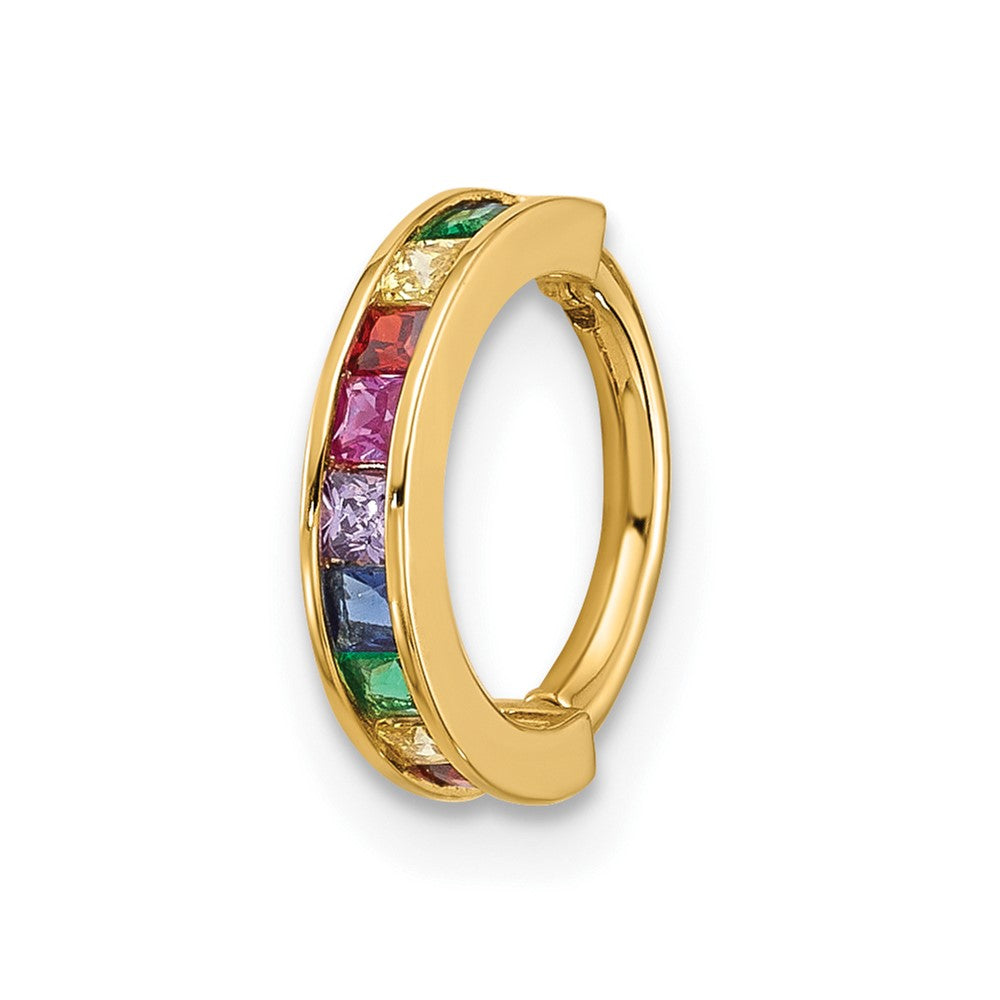 14k 16 Gauge Polished Rainbow CZ Hinged Cartilage Ring