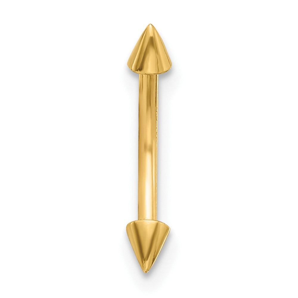 14K 16 Gauge Polished Spiked Eyebrow Ring