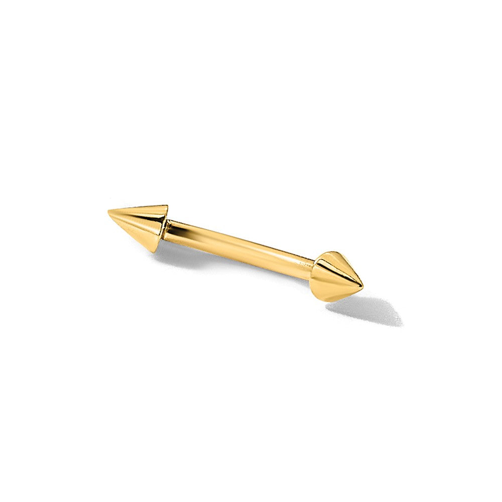 14K 16 Gauge Polished Spiked Eyebrow Ring