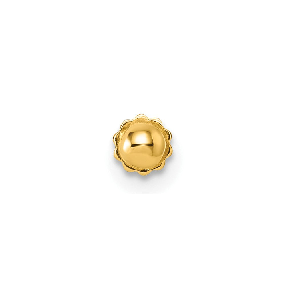 14K Polished 3mm Ball 16 Gauge Labret Stud