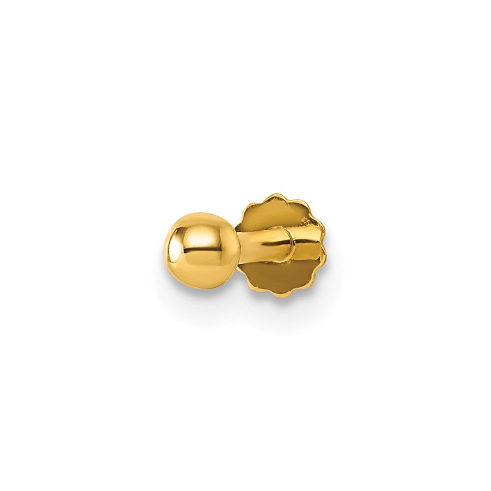 14K Polished 3mm Ball 16 Gauge Labret Stud
